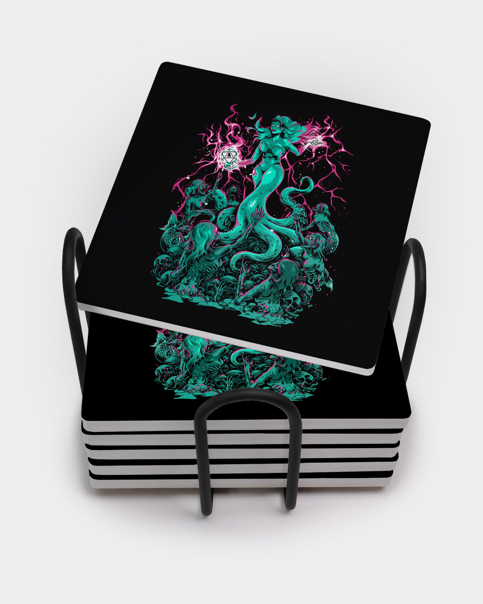 Kraken's Queen Rise Square Coaster